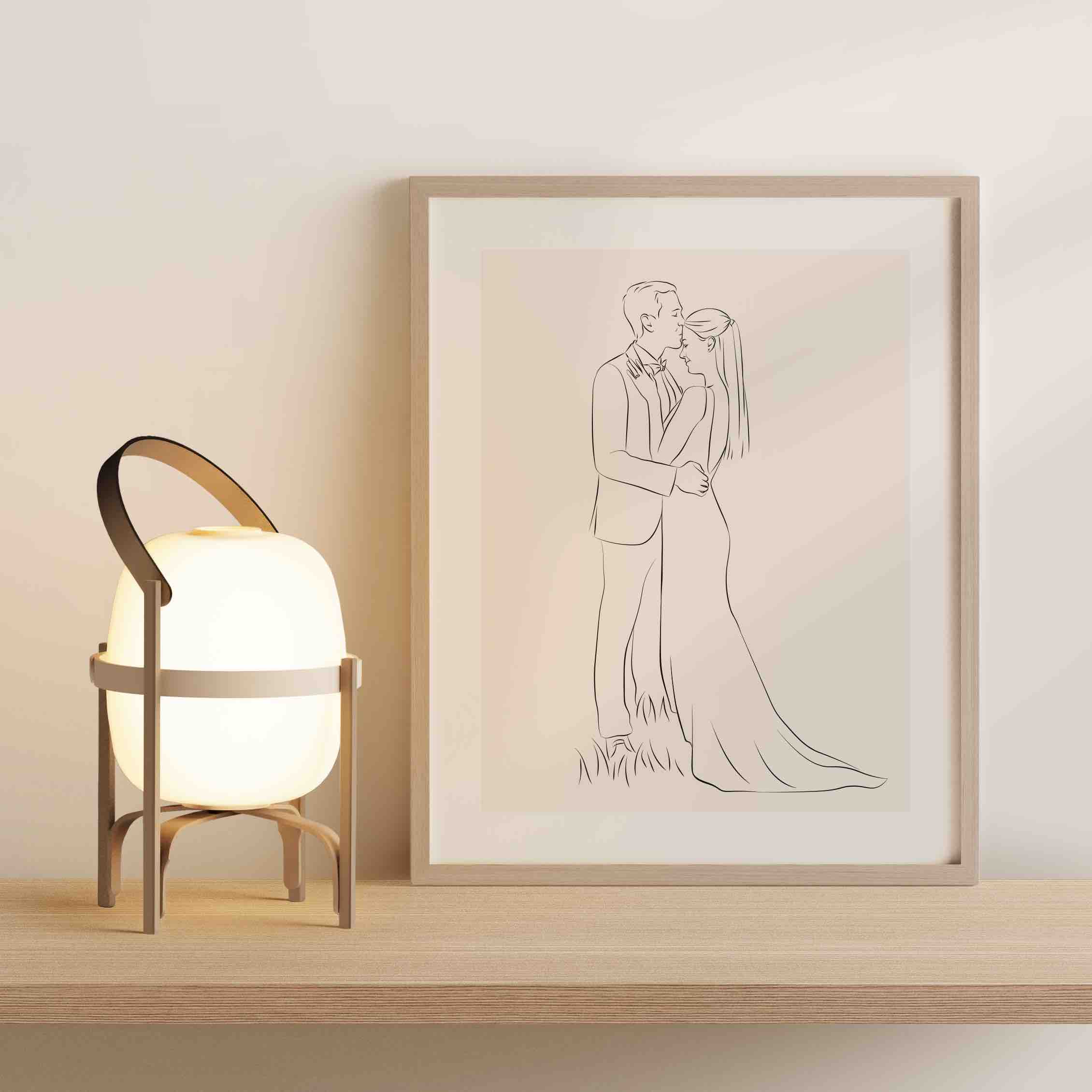 A Miroar Line Art picture as a gift for the paper wedding