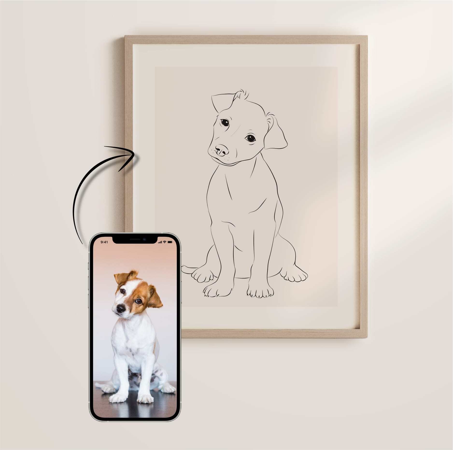 A young Jack Russell depicted in Line Art style