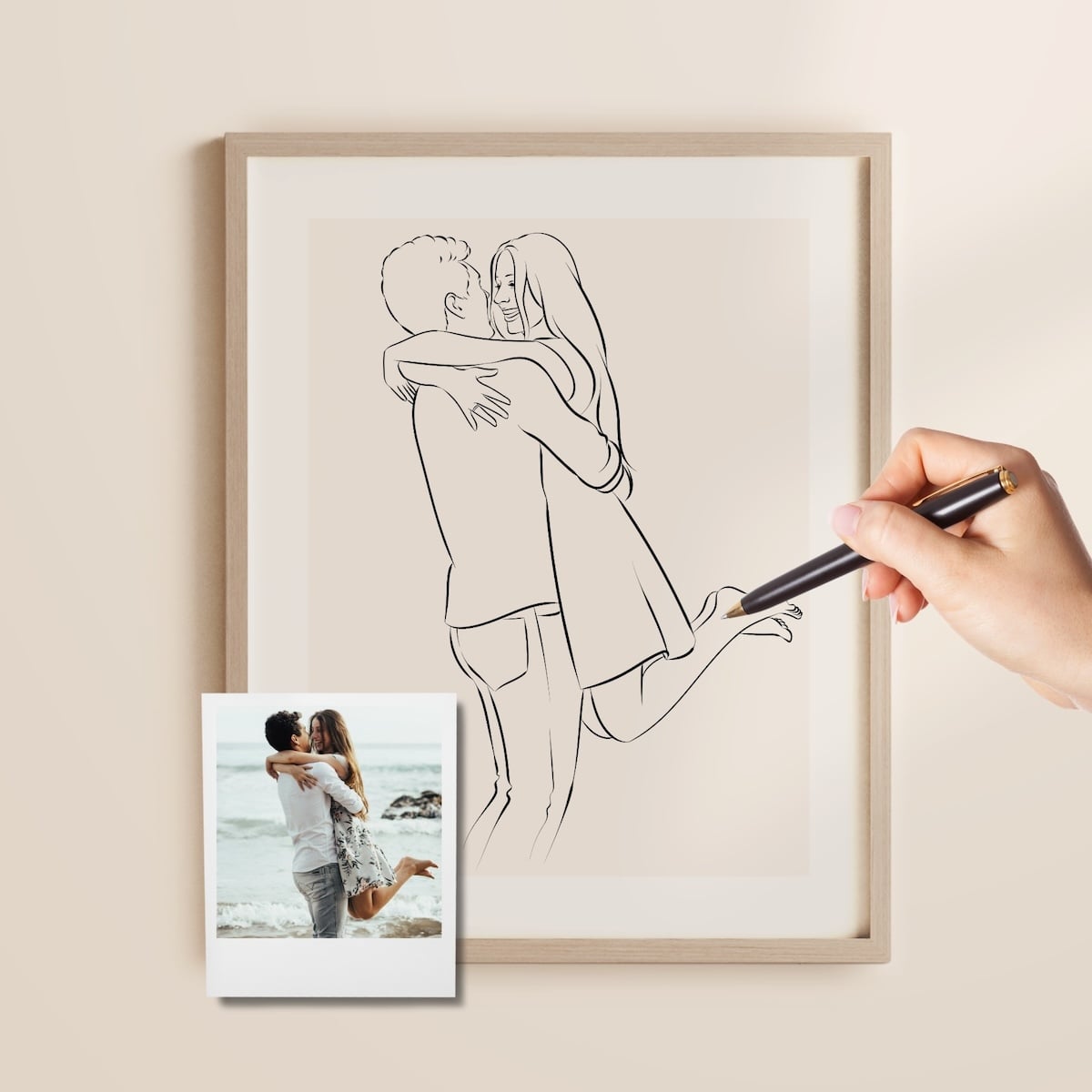 Line Art drawing of a couple