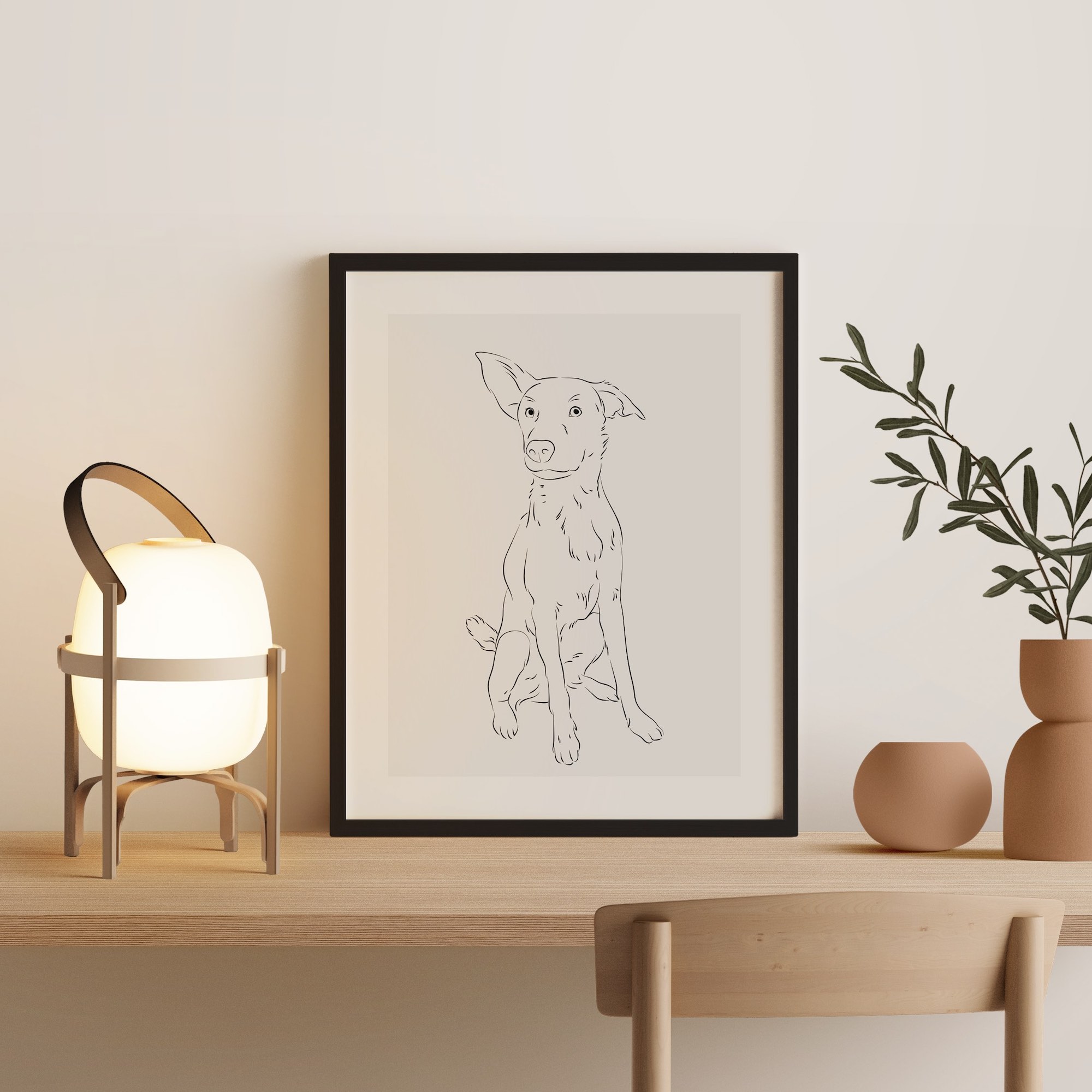 A Line Art drawing of a dog