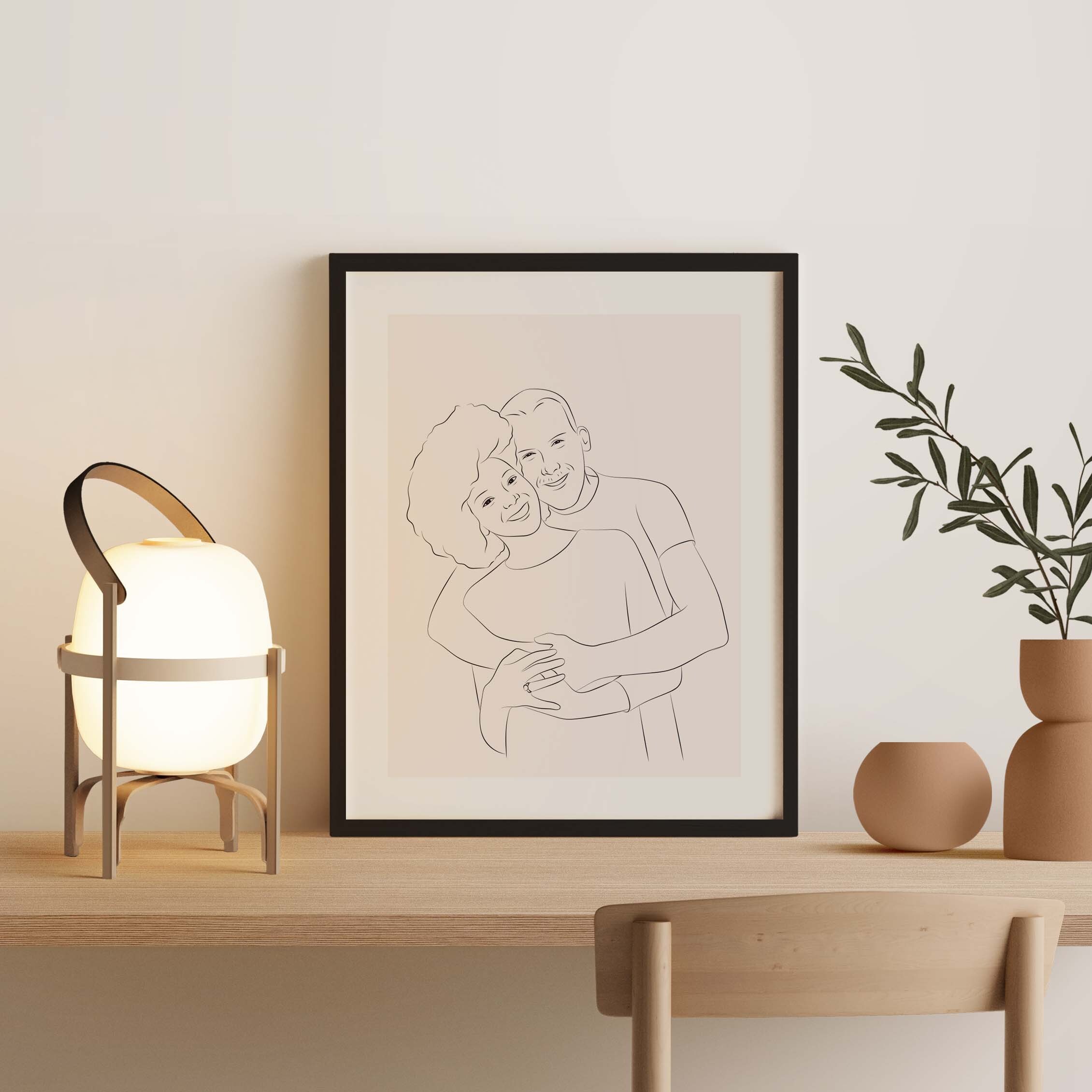 Couple illustrated in Line Art as a Valentine’s Day gift
